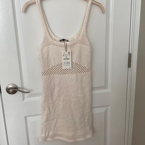Zara white/cream crochet beach dress